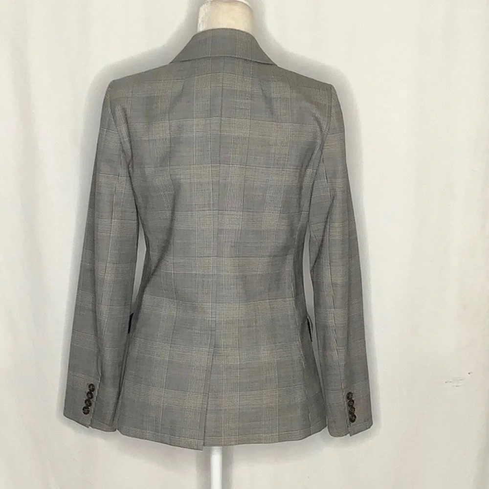 J. Crew Glen Plaid Double Breasted Wool Ruffle Pocket Blazer Jacket  Size 4